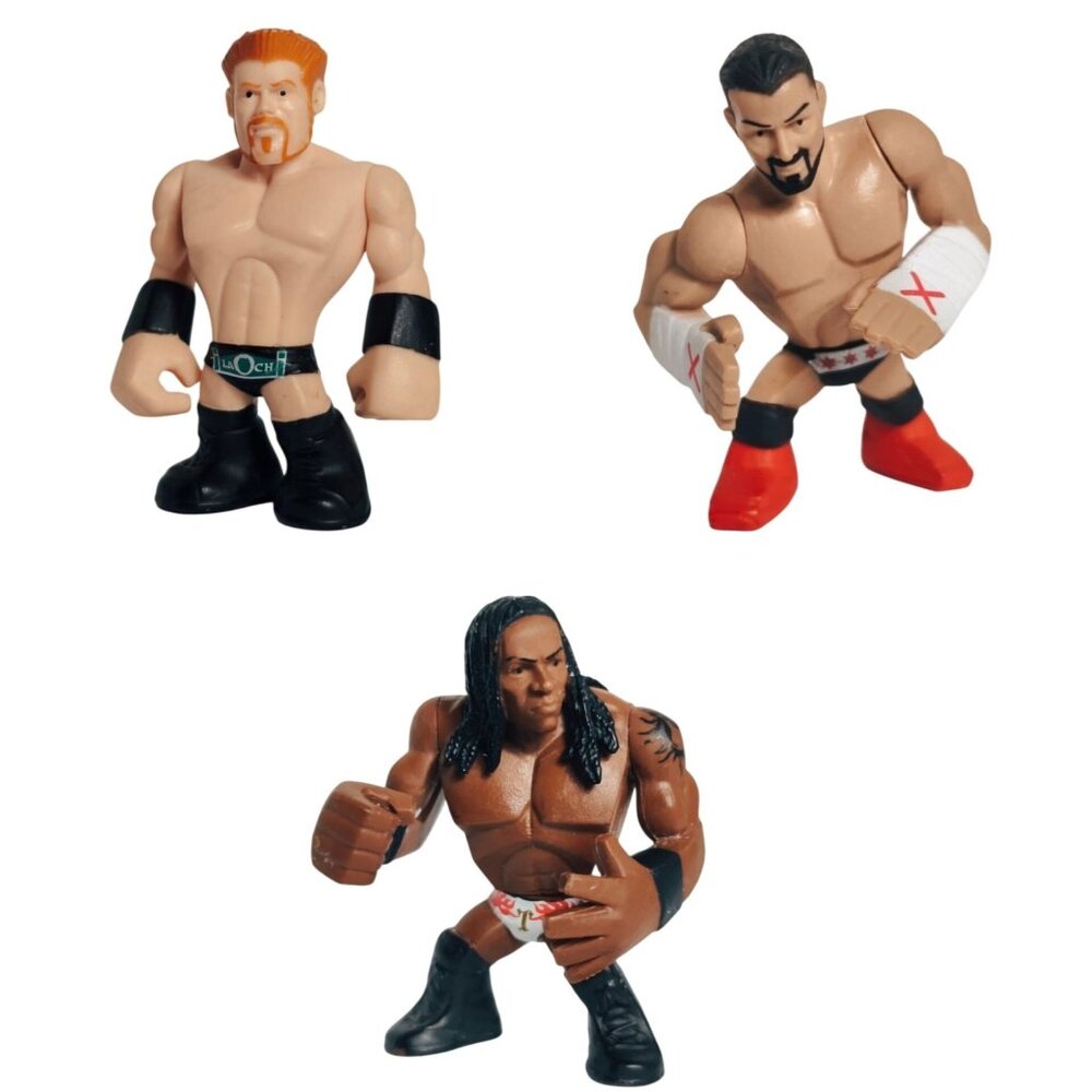 WWE Rumblers Booker T CM Punk & Sheamus 3-Piece Action Figure Mini Wrestler HTF